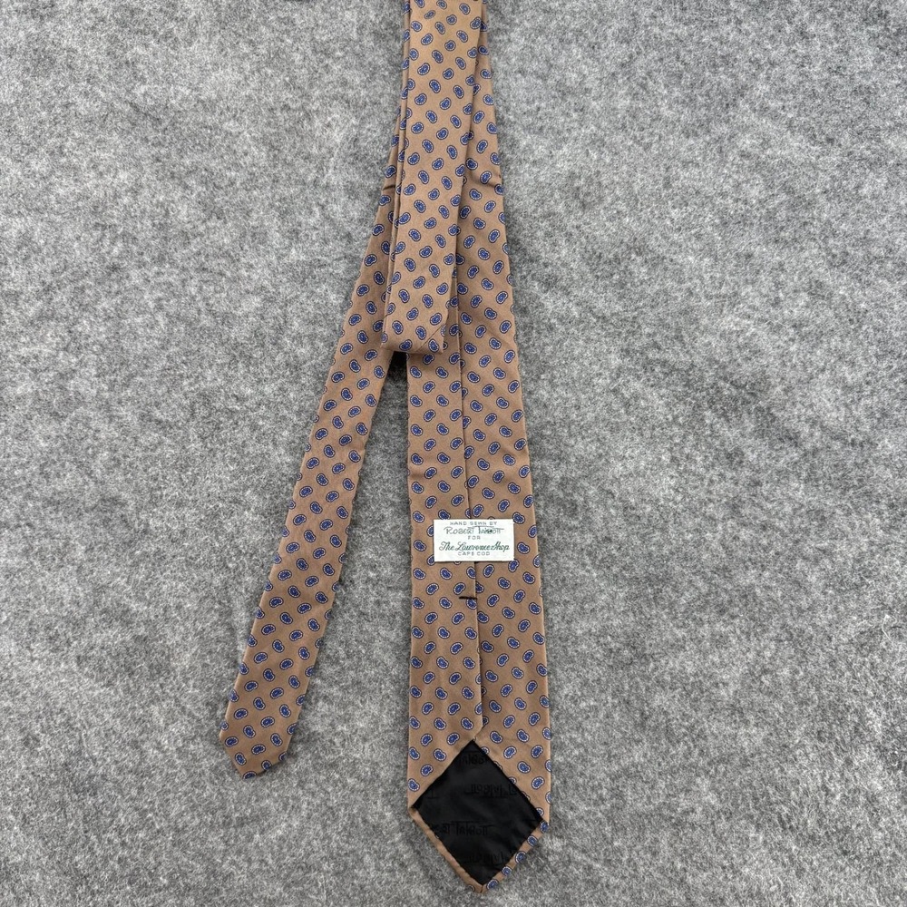Robert Talbott Necktie Mens Tan Blue Paisley‎ Hand Sewn 100% Silk Cape Cod Tie
